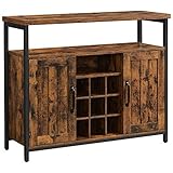 VASAGLE Sideboard, Küchenschrank, Aufbewahrungsschrank, Weinschrank, 2 Türen, 100 x 35 x 81,4 cm, Industrie-Design, vintagebraun-schwarz LSC094B01