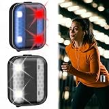 2 Stück LED Clip Lampe, LED Sicherheitslicht 4 Beleuchtungsmodi, Stirnlampe LED USB Wiederaufladbar, Stark Magnet Clip Licht, LED Polizei Leichte, Lauflicht Clip Nacht für Joggen Läufer Angeln