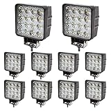 BRIGHTUM 10 x 48W LED Offroad Arbeitsscheinwerfer 4560 Lumen weiß 12V 24V Flutlicht Reflektor worklight Scheinwerfer Arbeitslicht SUV UTV ATV Arbeitslampe - Traktor - Bagger …