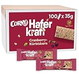 Haferriegel Corny Haferkraft Cranberry-Kürbiskern, Vollkorn & Vegan, 100er-Karton Bulk für z.B. Tagung & Meeting 100 x 35 g