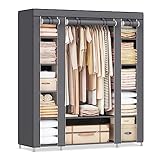 SONGMICS Kleiderschrank, Stoffschrank, 12 mit Kleiderstange...