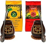 Mate Green Yerba Mate Green Set für zwei Personen 400 g of Mate Tea mit Guarana | Mate Becher mit einem Fassungsvermögen von 350 ml | Ein tolles Geschenk