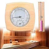 Udbrud 2 in 1 Sauna Thermometer Hygrometer und Sanduhr, Wandmontage umweltfreundlich Sauna Klimamesser Tropfen mit 15 Minuten Rotierender Sandglass Holz für Sauna Innenausstattung, Badezimmer