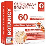 BOTANICY Curcuma + Boswellia forte - 60 Kurkuma Weihrauch Kapseln mit Markenrohstoff NovaSOL - Plus Vitamin D3 für Knochen & Muskeln - Hohe Bioverfügbarkeit, Weihrauch Kurkuma Kapseln Hochdosiert