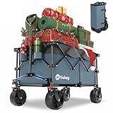 Sekey XXL Plus Bollerwagen Faltbar mit Bremsen 200L 200KG Belastbar, Extra Breite Reifen All Terrain Bollerwagen, Patentiert Zusammenfaltbar aus Vier Richtungen, XXL-PlusB 4011, Blau-Grau