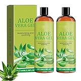 Aloe Vera Gel,Aloe Vera Gel für Gesicht,Haare und Körper,Feuchtigkeitsspendend,Beruhigende und Pflegende,Feuchtigkeitscreme,After Sun Pflege,Ideal für Trockene,Beanspruchte Haut & Sonnenbrand (2)