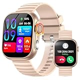 JELLOO Smartwatch Damen mit Telefonfunktion, 2.01 Zoll HD Fitnessuhr 100+ Sportmodi Fitness Tracker Schrittzähler Uhr mit Pulsmesser SpO2 Schlafmonitor Armbanduhr Gesundheitsuhr für Android iOS