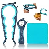 Otstar Glasöffner Flaschenöffner und Ringzugdosenöffner zum Öffnen von Hartnäckigen Deckeln, Design für Schwache Hände, Senioren, Arthritis (blau und grau)
