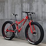 Mountainbike, 26 Zoll Fat Tire Fahrrad, 27-Gang-Hartstahlrahmen, Vollfederung, Doppelscheibenbremse, 4,0 Zoll dicke Räder für Trail und Strand Reiten