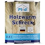 Plid Holzwurm-Schreck – Effektiver Holzschutz/Holzwürmer & Holzbohrkäfer | Tiefenwirksame Verfestigung & Prävention | Umweltfreundlich, farblos & einfach anzuwenden für Innen & Außen (2500ml)