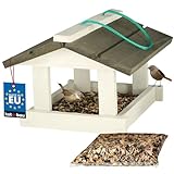 KOTARBAU® Vogelhaus zum Aufhängen Vogelfutterspender Futterhaus für Vögel Vogelhäuschen Futterstationen für Wildvögel Vogelhaus Balkon Vogel Futterhaus, Vogelfutterhaus aus Holz + 0,5 kg Futter Gratis