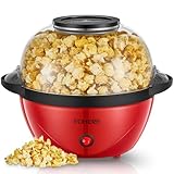 FOHERE Popcornmaschine, 3.5L Popcorn Maker für Zuhause, Elektrische Rühr Popcorn Popper mit Zucker & Öl, Antihaftbeschichtung, Stille und Schnelle, Für Filmabende,Heiligabend