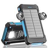 Solar Powerbank 26800 mAh mit Saugnapfhalterung, Powerbank Externe Akkus 3 USB Anschlüsse mit Taschenlampen Dauerlicht/SOS/Stroboskop wasserdichte Outdoor Solar Ladegerät für Handy