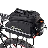 ROCKBROS Gepäckträgertasche für Fahrrad, wasserdichte Fahrradtasche Gepäckträger mit Regenschutz 17-35L Transporttasche mit Schultergurt und Tragegriff