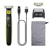 Philips OneBlade Face - Elektrischer Bartschneider, Rasierer, 2x Original-Klinge fürs Gesicht, 1x verstellbarer 5-in-1-Kamm, 1x Reisetasche, QP2724/30
