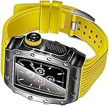 NHYHEHMR Alloy Frame Silicon Watch Band ， für 8/7 45 mm 41 mm 44 mm 40 mm ， Für Frauen und Männer Watch Band Mod Kit RM Metal Beam Protection Sportsgurt Ersatz Kit