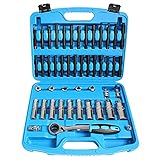 DPTOOL Stoßdämpfer-Werkzeug-Satz, Festes Kit, Lenknabe, Mutter Federbein-Spreizer, Entfernen der Buchse mit Ratschenadaptern (47-teilig)