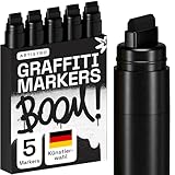 Artistro 5 Jumbo Marker Set, 5 Jumbo schwarze, 15mm Jumbo-Filzspitze, Jumbo Stifte Set für Felsmalerei, Stein, Keramik, Glas, Holz, Leinwand