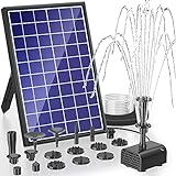 Biling Solar Springbrunnen, 7W Solar Teichpumpe mit Akku, 3000 mAh Batterie Solar Teichpumpe, Solar Wasserpumpe Schwimmende Fontäne, Pumpe mit 10 Fontänenstilen für Garten,Wasserspiele,Vogel-Bad