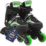 Best Sporting Inline Skates Kinder I Rollschuhe größenverstellbar 29-34 I robuste Inliner für Jugendliche mit Bremse I grün - schwarz I Rollerskates Schuhe Kinder I Inliner mit 4 Rollen