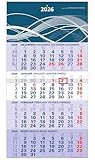 der blaue 4-Monatskalender Kompakt 2026 blauer Bürokalender großer Wandkalender