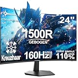 Minifire Gaming Curved Monitor 24 Zoll, 160Hz, Curved Gaming Monitor 1500R, 1Ms, sRGB110%, FHD 1080P Computer Screen, VESA Compatible, Eye Care Adaptive Sync HDMI＆DP Ports （MFG24C1L ）