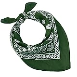 Bandanas 100% Baumwolle für Damen Herren Kinder Unisex mit Paisley Muster Taschentuch Kopfbedeckung Haarschal Halsband Handgelenk Kopf COD.644, Militär, One size