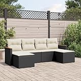 qohoio 6-TLG. Garten-Sofagarnitur mit Kissen Lounge GartenmöBel Set Lounge Set Outdoor Lounge Sofa Outdoor Schwarz Poly Rattan - 3258619