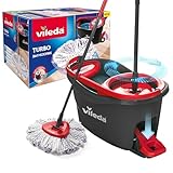 Vileda Turbo 3in1 Komplett Set, Wischmopp mit 3in1 Mikrofaser-Moppkopf, Eimer mit Schleuder, Teleskopstiel: 85 – 123 cm, entfernt 99% der Bakterien, nachhaltiges Wischsystem, Vileda Love it Clean