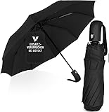 Villkin Regenschirm sturmfest mit Auf-Zu-Automatik - robuster und hochwertiger Regenschirm in schwarz für Damen und Herren - 107cm breiter Taschenregenschirm