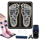 EMS Fußmassagegerät, Tragbare Fußmassagegerät Elektrisch mit 9 Massageprogramme 30 Intensitätsstufen, für die Durchblutung Muskelschmerzen Linderung, EMS foot massager mit 8 TENS Elektroden Pads