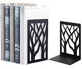 Buchstützen Metall-Schwarz Buchhalter Regal, Bookend Holder mit rutschfeste Bücherstopper für Schule Zuhause Büro (1 Paar)