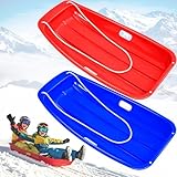 Schneeschlitten für Kinder und Erwachsene – 88,9 cm Downhill Sprinter, robuster Rodelschlitten für 1–2 Fahrer mit 2 Griffen und Zugseilen, ultimativer Schneespaß für Kinder, Outdoor-Winter-Schlitten