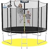 KINETIC SPORTS Trampolin Outdoor Salto Ø 305 cm - TÜV Rheinland geprüft, Kindertrampolin Gartentrampolin Set mit Leiter, Netz, Randpolster, USA Sprungtuch – bis 160 kg, Schwarz