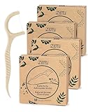 ZITFRI 200 PCS Zahnseide Sticks Nachhaltige Dental Floss picks Vegan Zahnseide mit Zahnstocher reißfest Zahnseidenstick Plastikfrei Dental Sticks Natürliche natur Floss für Zahnhygiene