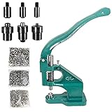 QWORK® Ösenpresse Set Handpresse Ösenstanze Eyelet Grommet Machine mit 3 Stanzformen und 1500 Ösen (6/10/12 mm) für Ösen Nieten Textilien und Leder