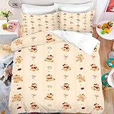 KIDSLOVE Cartoon Süßer Kleiner Bär Tiermotiv Bettbezug-Set, 2-teilig/3-teilig, Mehrere Größenoptionen, Niedliche Zimmerdekoration (11,135x200cm)