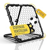 Racetex Rebounder für Fußball Kinder [STUFENLOS VERSTELLBAR] - Fußball Rebounder Kinder und Jugendliche - Prellwand Fussball für EIN besseres und abwechslungsreiches Training (Edelstahl Rebounder)