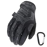 MECHANIX WEAR M-PACT Tactical Einsatz-Handschuh, optimaler Schutz, atmungsaktiv beste Passform + Gear Karabiner, Schwarz Covert, Coyote, Multicam, Wolf Grey, Größe: S,M,L,XL (M, Schwarz)