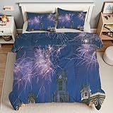 Bettdecke 135x200 Burg Steppdecke 135x200 Feuerwerk 4 Jahreszeiten Bettdecken mit 2 Kissenbezug, Waschbar Microfaser Bettzeug, Warme Weiche Bettdecke ohne BezugT5450