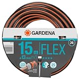 Gardena Comfort FLEX Schlauch 13 mm (1/2 Zoll), 15 m: Formstabiler, flexibler Gartenschlauch mit Power-Grip-Profil, aus hochwertigem Spiralgewebe, 25 bar Berstdruck, ohne Systemteile (18031-20)