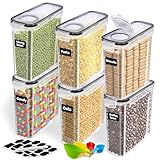 BUOAZR 2.5L Vorratsdosen Set, BPA-frei, Müsli Schüttdose, Aufbewahrungsbox Küche, Luftdichte Küchen Vorratsbehälter, 24 Etiketten für Getreide, Mehl usw, ein Stift, Vier Messlöffel (6)