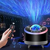 LED Sternenhimmel Projektor mit Bluetooth Lautsprecher, 3 IN 1 Galaxy Sternenlicht Projektor Kinder Erwachsene mit Fernbedienung und 360°Rotierende Aurora für Party, Auto, Zimmer (Schwarz)