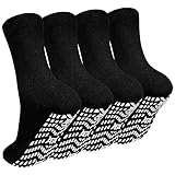 PUTUO ABS Rutschfeste Socken für Herren: Stoppersocken Männer Antirutsch Socken mit Noppen Herren Baumwolle Sport Noppensocken Rutschsocken 43-46 Schwarz 4 Paar