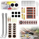 55 Tlg Fahrrad Reparatur Set,Reifenflickzeug Fahrrad Für Fahrradschlauch,Tragbares Reifenflickzeug Set Mit Stabilem Metall Reifenhebern,Selbstklebenden Flicken,Schnelle Reifenreparatur Unterwegs