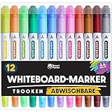 Whiteboard Marker von SmartPanda – Whiteboard Stifte, Folienstift Abwischbar - Doppelspitze, Medium und Fein – Abwischbare Stifte, non Permanent Marker, Whiteboardmarker – 12er Set