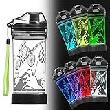 Motorrad Wasserflasche Ammonite Kinder Trinkflasche mit 3D leuchtendem Dirt Bike LED Licht 400ml Tritan BPA frei Kreatives Motocross Geschenk Ideal für Kinder Jungen Sportschule Outdoor Picknick