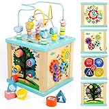 Fajiabao Motorikwürfel Spielzeug ab 1 Jahr - 5 in 1 Motorikspielzeug Baby Spielzeug mit Motorikschleife Activity Center Baby Montessori Spielzeug 1 Jahr Ostern Geschenke Kinder Jungen Mädchen