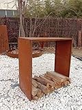 Zen Man Kaminholzregal Garten Rost Kaminholzunterstand Rost holzregal Kaminholz Rost Metall 1,2mm 17kg 35 * 125*H125cm 031998