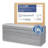 Wellsamed Papierhandtücher 1000 Stück, 25 x 23 cm Naturweiß 1-lagig, ZZ-Falz umweltfreundliche Falthandtücher, Handtuchpapier, Papiertücher